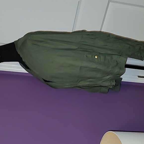 Cynthia Rowley Dark Green Linen Bomber Jacket Sz: XL - Picture 5 of 9